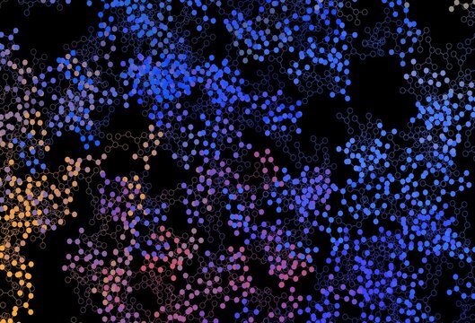 Dark Multicolor vector background with forms of artificial intelligence.