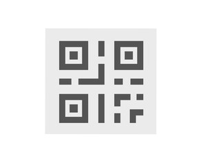 Qr barcode icon vector flat line stroke outline design, digital code pictogram isolated on white background black