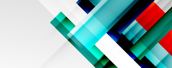 Naklejka premium Geometric abstract backgrounds with shadow lines, modern forms, rectangles, squares and fluid gradients. Bright colorful stripes cool backdrops