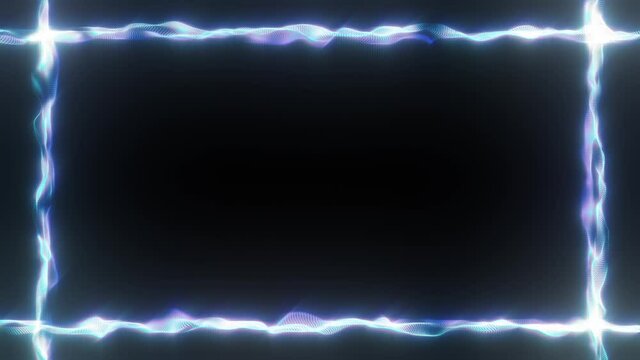 Glowing Border Rectangle Template of Moving Waves Sparkle and Shine - 4K Seamless VJ Loop Motion Background Animation