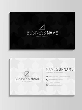 White and Black Star Geometric Background Business Card Template. Vector Design Illustration.