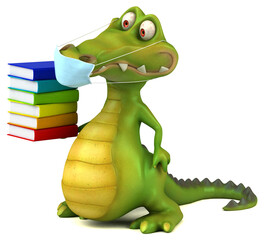 Fun 3D cartoon crocodile with a mask