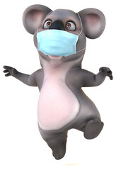 Fun 3D cartoon koala with a mask