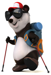 Fun 3D panda backpacker cartoon character © Julien Tromeur