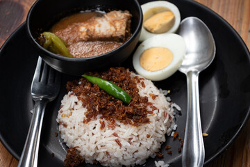 Thai food set of Muslim on wooden desk background