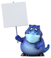 Fun cartoon dinosaur with a mask