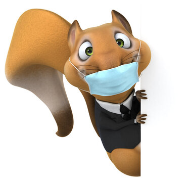 Fun 3D cartoon squirrel with a mask