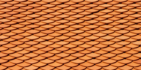 Orange roof of Thai temple texture wallpaper background