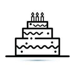 Cake icon vector. Birthday cake icon in trendy flat design. Eps10 vector illustration.
