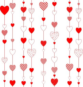 Simple cute seamless pattern with hearts for packaging and fabric, flat vector illustration