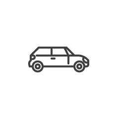 Car side view line icon. linear style sign for mobile concept and web design. Auto, transportation outline vector icon. Symbol, logo illustration. Vector graphics