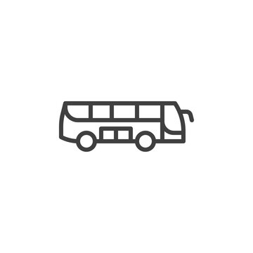 Tour bus line icon. linear style sign for mobile concept and web design. Bus side view outline vector icon. Symbol, logo illustration. Vector graphics