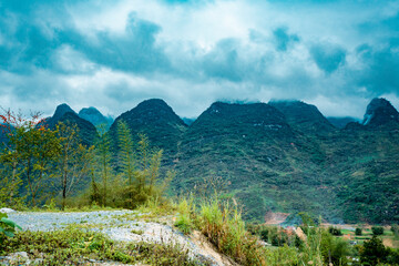 Naklejka na ściany i meble Amazing mountain landscape at Ha Giang province. Ha Giang is a northernmost province in Vietnam