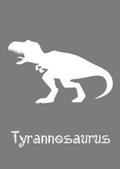 Tyrannosaurus Dinosaur design vector illustration. gray dinosaur, gray kids dinosaur name prints, boys bedroom wall art, dino room, children's posters.