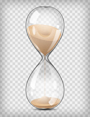 Realistic Detailed 3d Hourglass on a Transparent Background. Vector