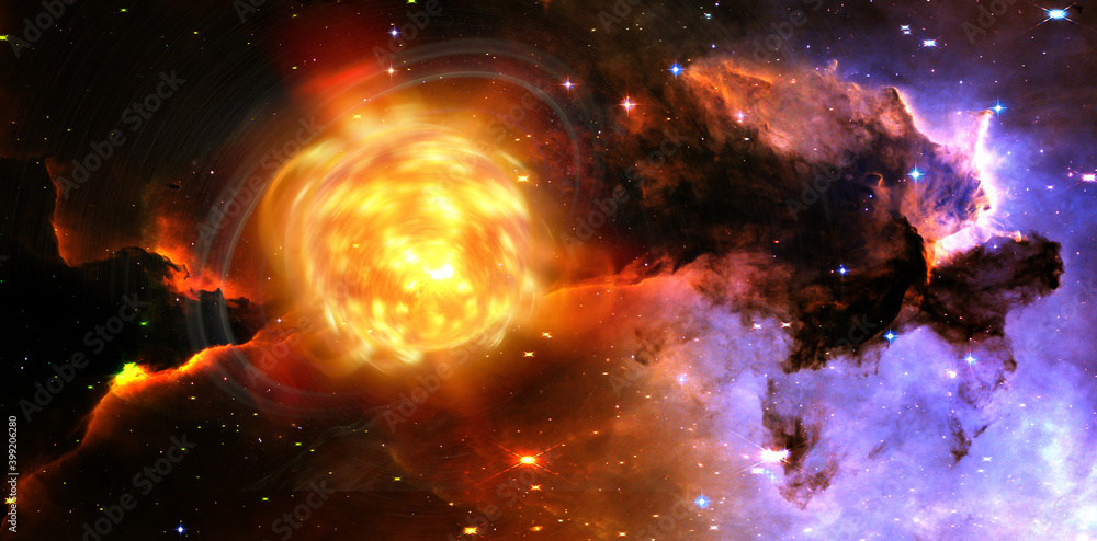 Wall mural alien sun as a huge gas sphere in distant space. elements of this image furnished by nasa.