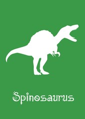 Spinosaurus Dinosaur design vector illustration. animal silhouette, dark green dinosaur, dark green kids dinosaur name prints, boys bedroom wall art, dino room, children's posters.