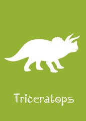Triceratops Dinosaur design vector illustration. animal silhouette, green dinosaur, green kids dinosaur name prints, boys bedroom wall art, dino room, children's posters.