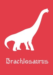 Brachiosaurus Dinosaur design vector illustration. animal silhouette, red dinosaur, red kids dinosaur name prints, boys bedroom wall art, dino room, children's posters.