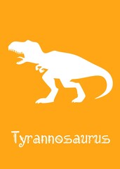 Tyrannosaurus Dinosaur design vector illustration. animal silhouette, yellow dinosaur, yellow kids dinosaur name prints, boys bedroom wall art, dino room, children's posters.