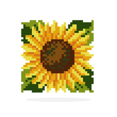 Sunflower beading pattern. Pixel sunflower image. cross stitch pattern vector illustration.