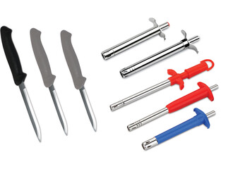 Set of kitchen knives use for kitchen, Cutting sharp knife, Kitchen utensils, Gas Lighter