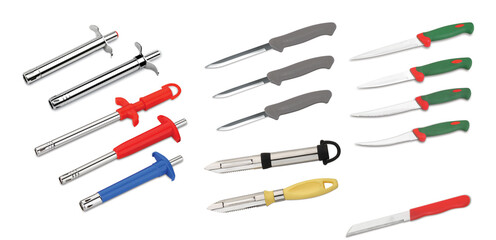 Set of kitchen knives use for kitchen, Cutting sharp knife, Kitchen utensils, Gas Lighter
