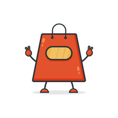 Cute shopping bag. Illustration vector graphic cartoon character  icon design. Perfect for Ecommerce, Symbol of promotion sale, store web element. Illustration E-commerce Shopping Symbols.