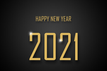 2021 Happy new year golden numbers on a dark background
