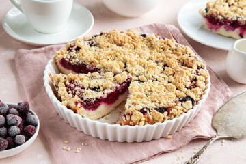 ricotta, berry and streusel tart