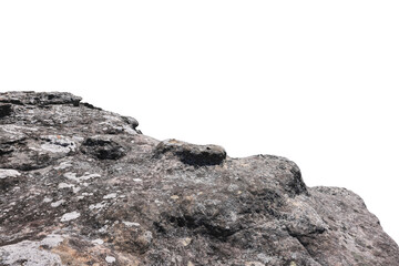 Cliff stone located part of the mountain rock isolated on white background.