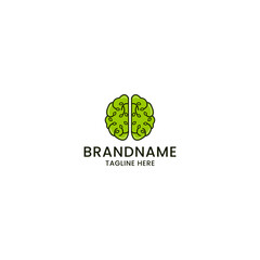 Green Brain logo icon design template vector