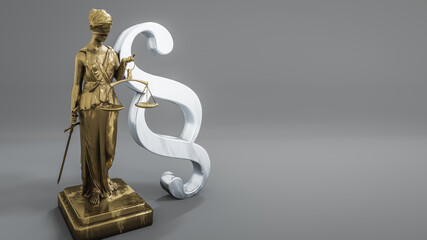 beautiful brass Lady Justice figure with law sign
