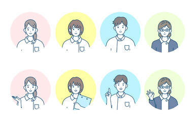 看護師　男女　アイコン　セット