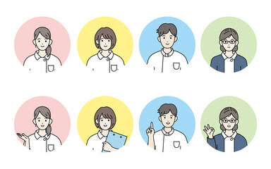 看護師　男女　アイコン　セット