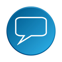 Sprechblase - Symbol auf rundem Button mit blauer Farbe