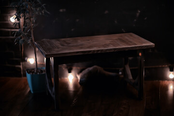 furniture coffee table loft, vintage interior item, inside the house