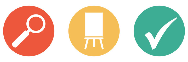 Bunter Banner mit 3 Buttons: Kurs oder Seminar suchen und buchen