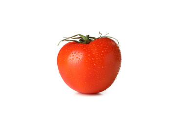 Fresh wet tomato isolated on white background