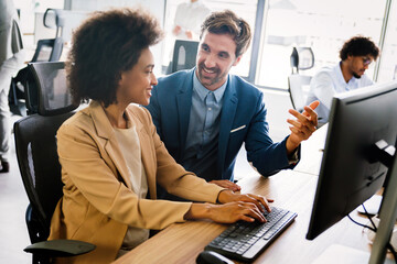 Startup programmer people group working everyday job at modern office