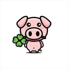 cute pig character vector design