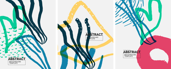 Social media abstract backgrounds. Abstract hand drawn doodles. Vector illustration for covers, banners, flyers