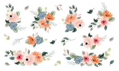lush peach floral arrangement watercolor collection