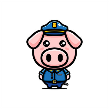 vector design of cute pig character as a cop