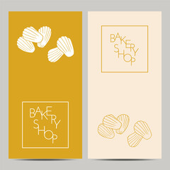 Hand drawn set of bakery shop poster with madeleine. Design sketch element for menu cafe, bistro, restaurant, bakery and packaging.  Vector illustration.
