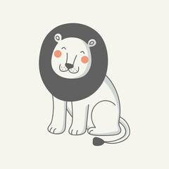 Vector illustration of a funny lion. Concept for children print.