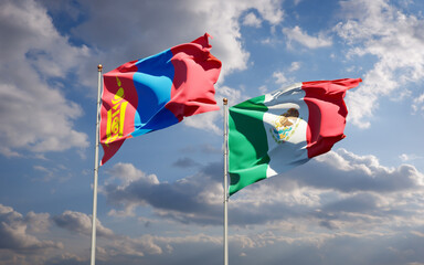 Flags of Mongolia and Mexico.