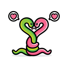 Obraz premium cute couple vector design snake character forming love