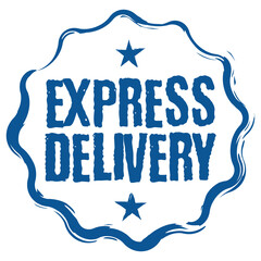 Express Delivery. Navy Rubber Stamp.