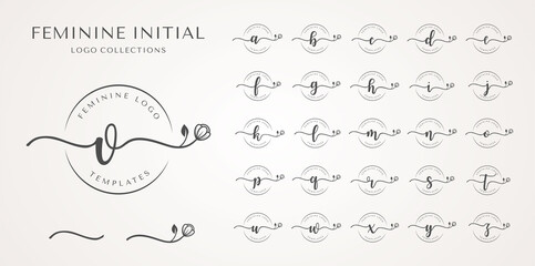 Feminine initial logo collection. vector illustration